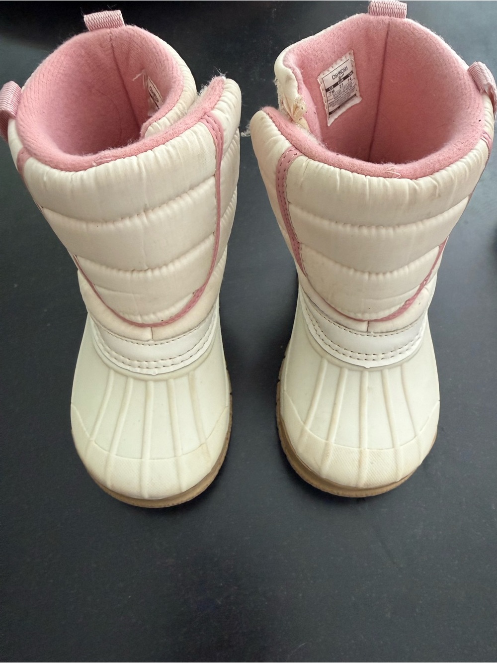 Kids White and Pink Winter Snow Boots